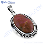 将图像加载到图库查看器中， Sterling silver pendant with oval pink and black rhodonite gemstone
