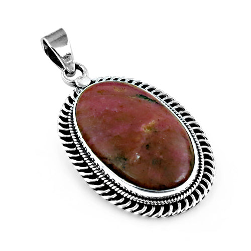 925 Sterling Silver Rhodonite Pendant for Women | Gemstone Jewelry