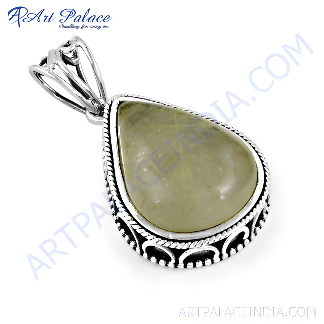 925 sterling silver teardrop pendant with a green gemstone, perfect for adding a touch of elegance to any outfit.