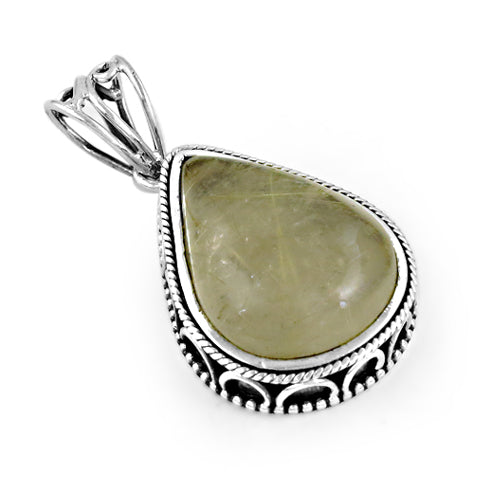925 Silver Green Gemstone Pendant | Teardrop Stone Jewelry