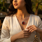 Load image into Gallery viewer, Colgante de cornalina de plata para mujer | Colgante redondo
