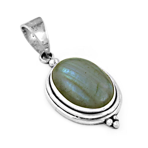 925 Silver Labradorite Oval Pendant for Women | Gemstone Jewelry