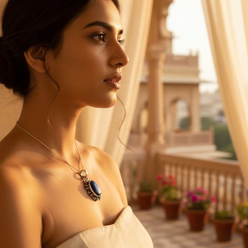 925 Silver Lapis Lazuli Pendant for Women | Gemstone Jewelry