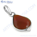 Load image into Gallery viewer, 925 sterling silver carnelian teardrop pendant with a polished finish and vibrant red gemstone
