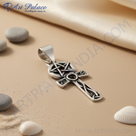 Load image into Gallery viewer, Stainless Steel Pentagram Ankh Pendant | Celtic Cross Necklace
