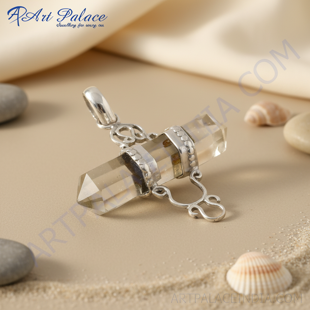 925 Silver Quartz Crystal Pendant | Gemstone Jewelry for Women