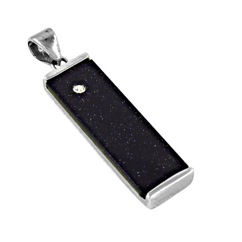 925 Silver Blue Sandstone Pendant | Rectangle Pendant for Women