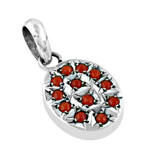 925 Silver Red Coral Pendant for Women | Gemstone Jewelry