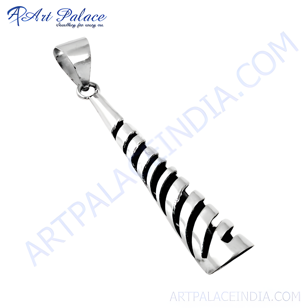 925 sterling silver spiral pendant necklace with a polished finish, perfect for women