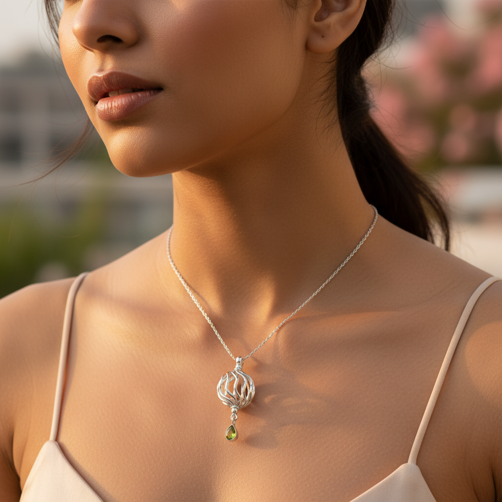 925 Silver Peridot Pendant for Women | Gemstone Jewelry