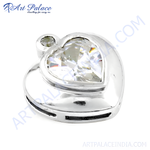 Load image into Gallery viewer, 925 sterling silver heart-shaped pendant with a sparkling gemstone in the center
