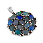 Load image into Gallery viewer, Silver Opal &amp; Garnet Pendant | Gemstone Jewelry for Women
