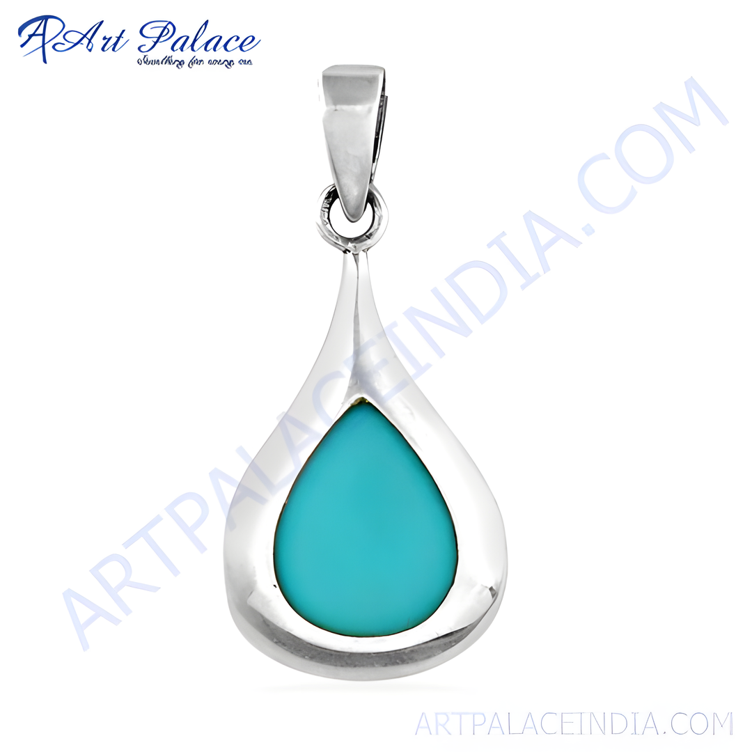 925 sterling silver teardrop pendant with turquoise gemstone, a perfect gift for women.