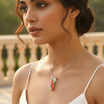 Load image into Gallery viewer, Colgante de plata con coral y diamantes para mujer | Joyería de moda
