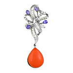 Load image into Gallery viewer, Silver Tanzanite &amp; Orange Coral Pendant for Women | Fine Jewelry
