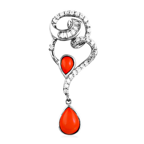 Silver Coral Pendant Necklace for Women | Gemstone Jewelry