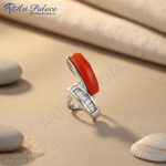 Load image into Gallery viewer, Silver Coral &amp; Baguette Diamond Pendant for Women | Modern Jewelry
