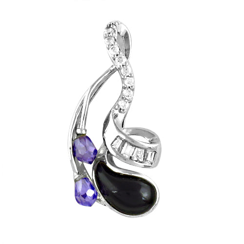 925 Silver Onyx & Purple Stone Pendant for Women