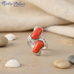 Load image into Gallery viewer, Anillo de coral plateado | Joyería de moda para mujer
