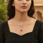 Load image into Gallery viewer, Collar con colgante de corazón de coral en plata 925 | Regalo para mujer
