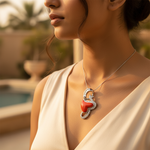 Load image into Gallery viewer, Silver Red Coral Pendant Necklace | Heart Shape | Women&#39;s Jewelry
