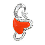 Load image into Gallery viewer, Silver Red Coral Pendant Necklace | Heart Shape | Women's Jewelry
