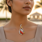 Load image into Gallery viewer, Colgante de plata con coral y piedras preciosas para mujer | Joyería moderna
