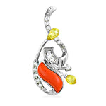 Load image into Gallery viewer, Silver Coral &amp; Gemstone Pendant for Women | Modern Jewelry
