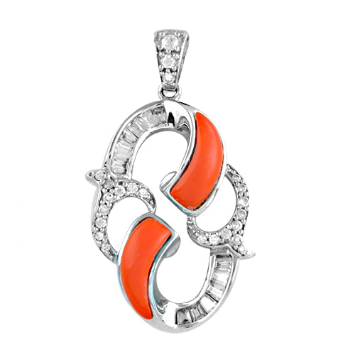 Silver Coral Gemstone Pendant Necklace for Women | Gift Jewelry