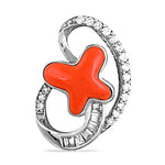 Load image into Gallery viewer, Silver Coral Cross Pendant Necklace | Women's Jewelry Gift
