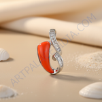 Load image into Gallery viewer, Colgante de plata con coral y diamantes para mujer | Joyería de moda
