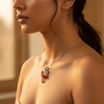 Load image into Gallery viewer, 925 Silver &amp; Orange Enamel Pendant | Baguette Cut CZs | For Women
