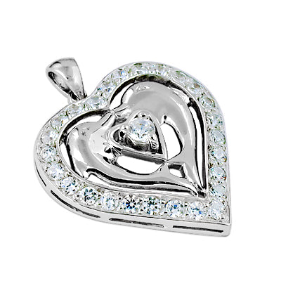 925 Silver Heart Pendant Necklace for Women | Diamond Accent