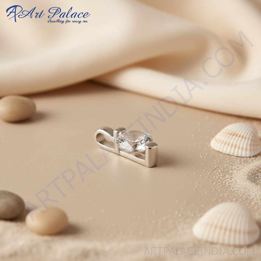 Silver Crystal Pendant | Women's Daily Wear Jewelry