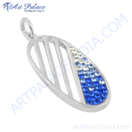 Load image into Gallery viewer, Sterling silver pendant with a mix of blue and clear crystals, perfect for women.
