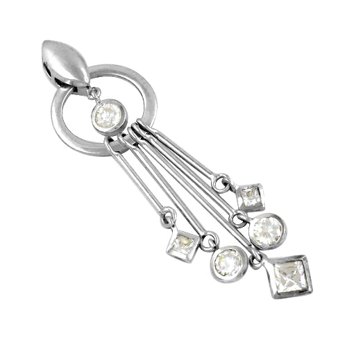 Silver Dangle Pendant with Cubic Zirconia | Women's Fashion Jewelry