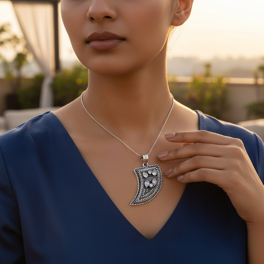 Colgante de lágrima de plata 925 con circonitas | joyería para mujer