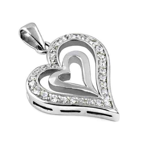 Silver Heart Pendant with Cubic Zirconia | Women's Gift Jewelry