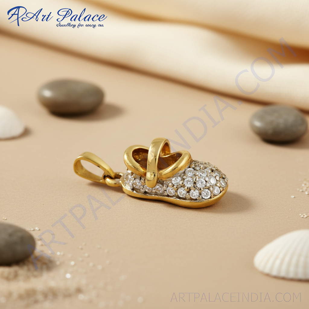 Colgante de zapato de bebé con cristales dorados para mujer | joyería con dijes