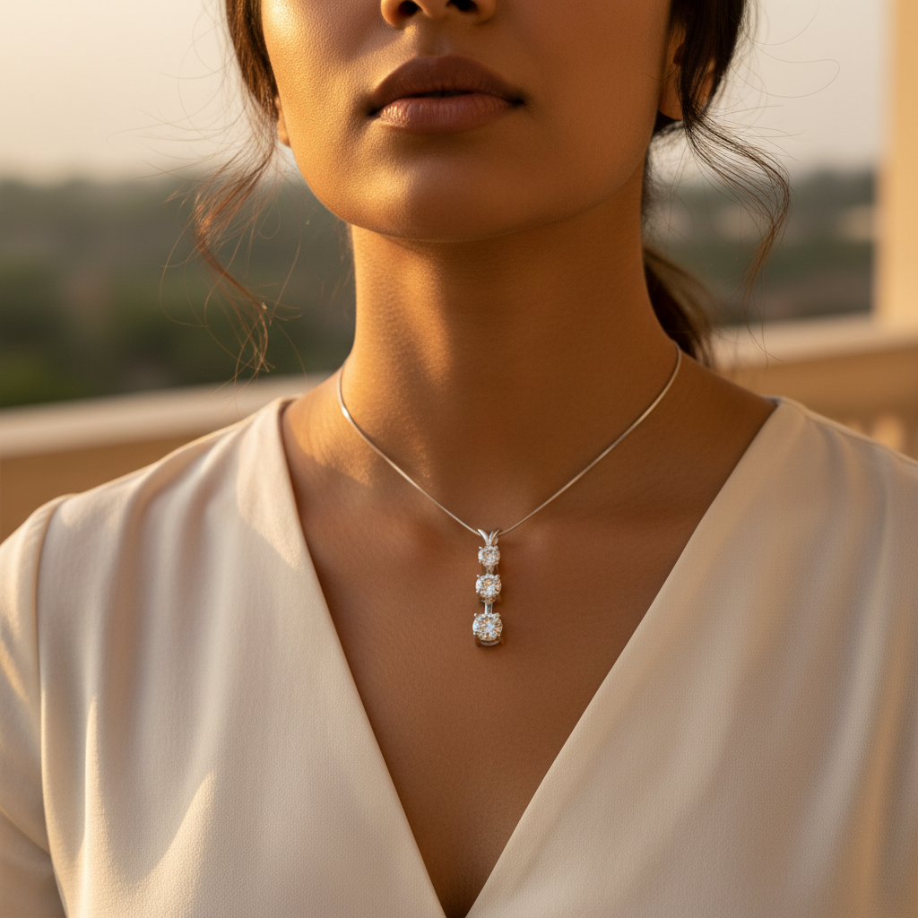 925 Silver Cubic Zirconia Pendant Necklace for Women