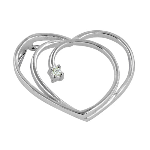 925 Silver Heart Pendant with Diamond | Women's Gift