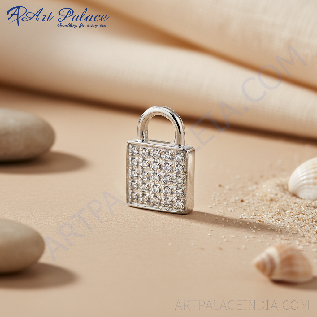 925 Silver Cubic Zirconia Padlock Pendant for Women | Charm