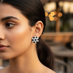 Load image into Gallery viewer, 925 Silver Black &amp; White Stone Stud Earrings | Women's Jewelry
