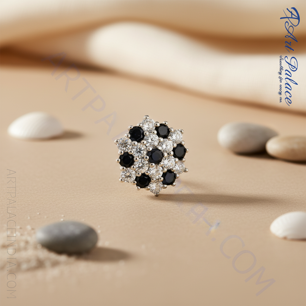 925 Silver Black & White Stone Stud Earrings | Women's Jewelry