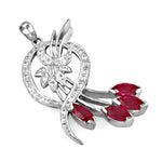 Load image into Gallery viewer, 925 Silver Ruby Pendant for Women | Floral Design Jewelry
