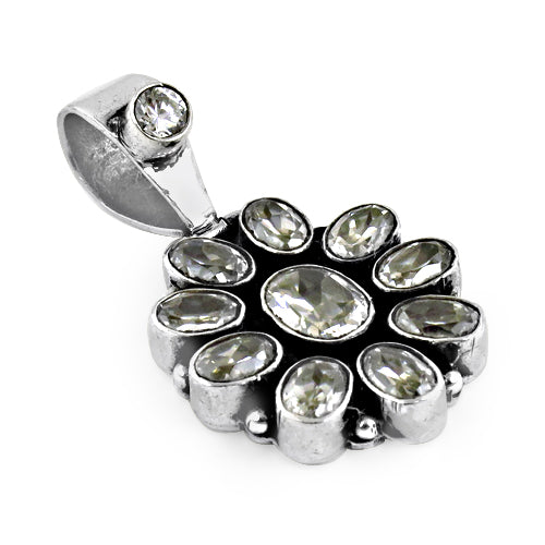 925 Silver Flower Pendant with Gemstones | Women's Jewelry Gift