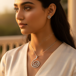 Load image into Gallery viewer, Silver Swirl Pendant with Crystals | Women&#39;s Fashion Jewelry
