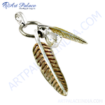 Load image into Gallery viewer, 925 sterling silver feather pendant necklace with clear gemstone.

