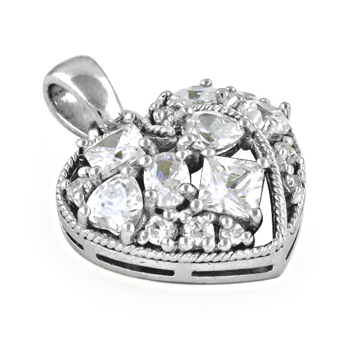 925 Silver Heart Pendant with Cubic Zirconia | Women's Gift