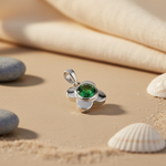 将图像加载到图库查看器中， 925 Silver Flower Pendant with Green Gemstone | Women's Jewelry
